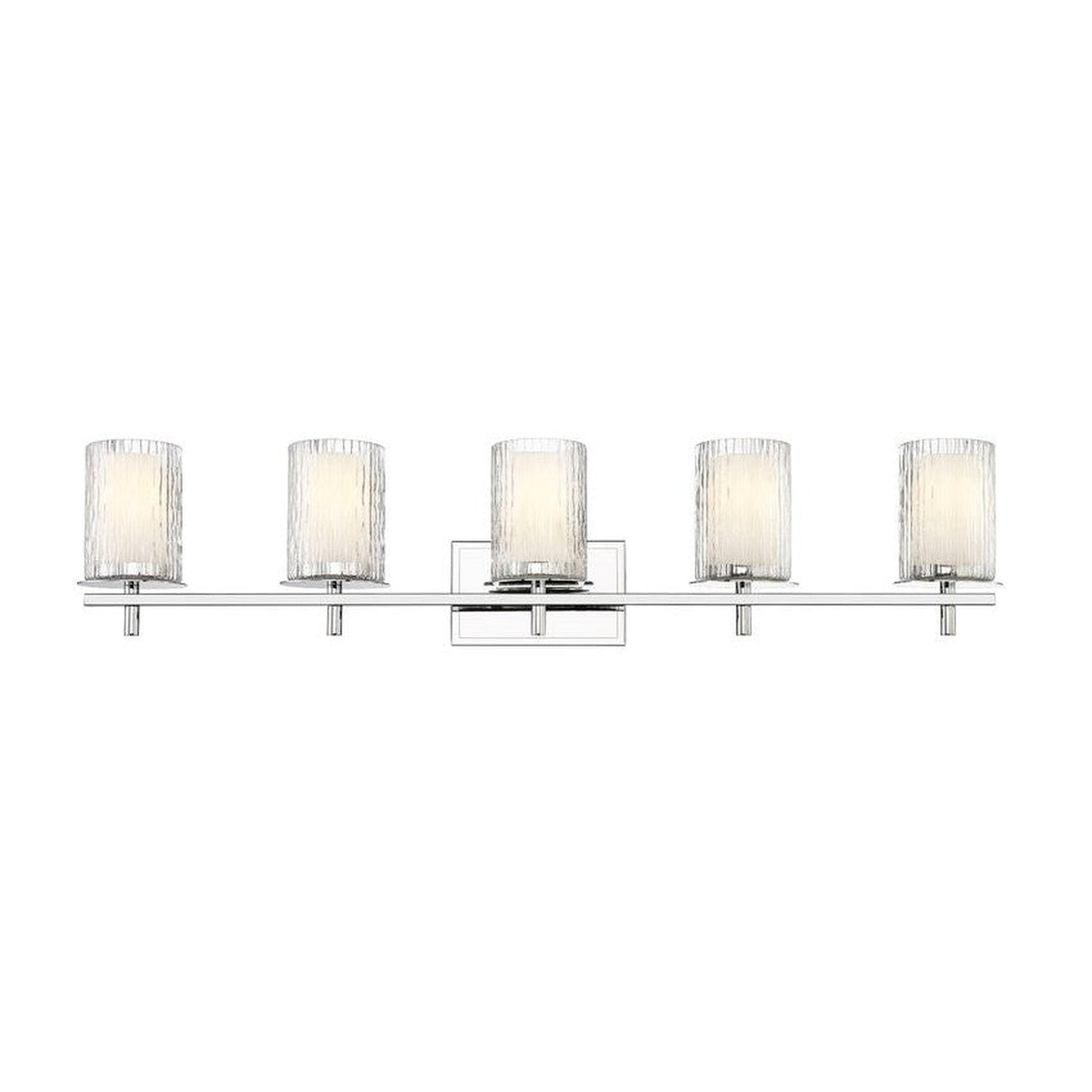 Z-Lite Grayson 40" 5-Light Chrome and Clear With Etched Opal Glass Shade Vanity Light