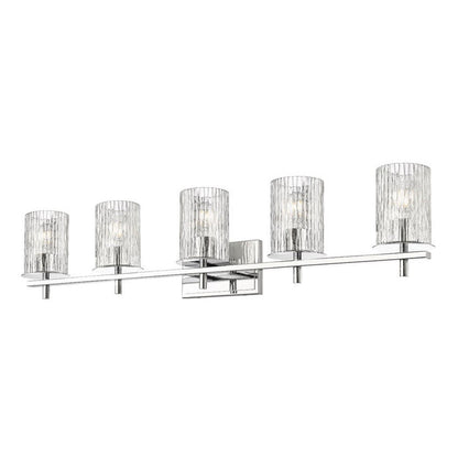 Z-Lite Grayson 40" 5-Light Chrome and Clear With Etched Opal Glass Shade Vanity Light