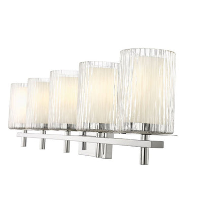 Z-Lite Grayson 40" 5-Light Chrome and Clear With Etched Opal Glass Shade Vanity Light