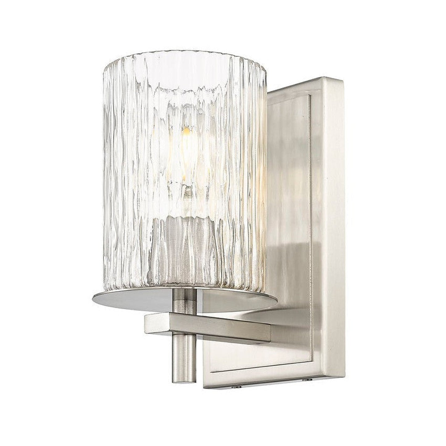 Z-Lite Grayson 5" 1-Light Brushed Nickel and Clear With Etched Opal Glass Shade Wall Sconce