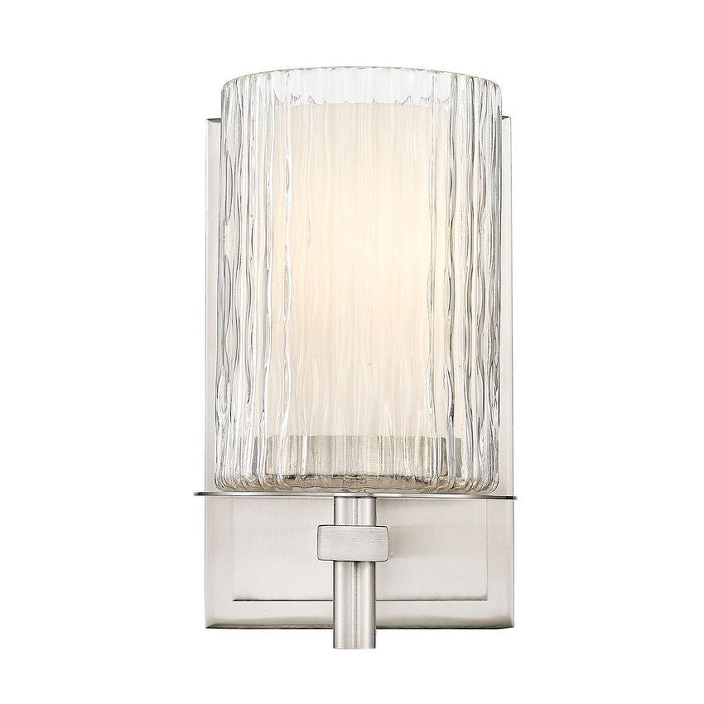 Z-Lite Grayson 5" 1-Light Brushed Nickel and Clear With Etched Opal Glass Shade Wall Sconce