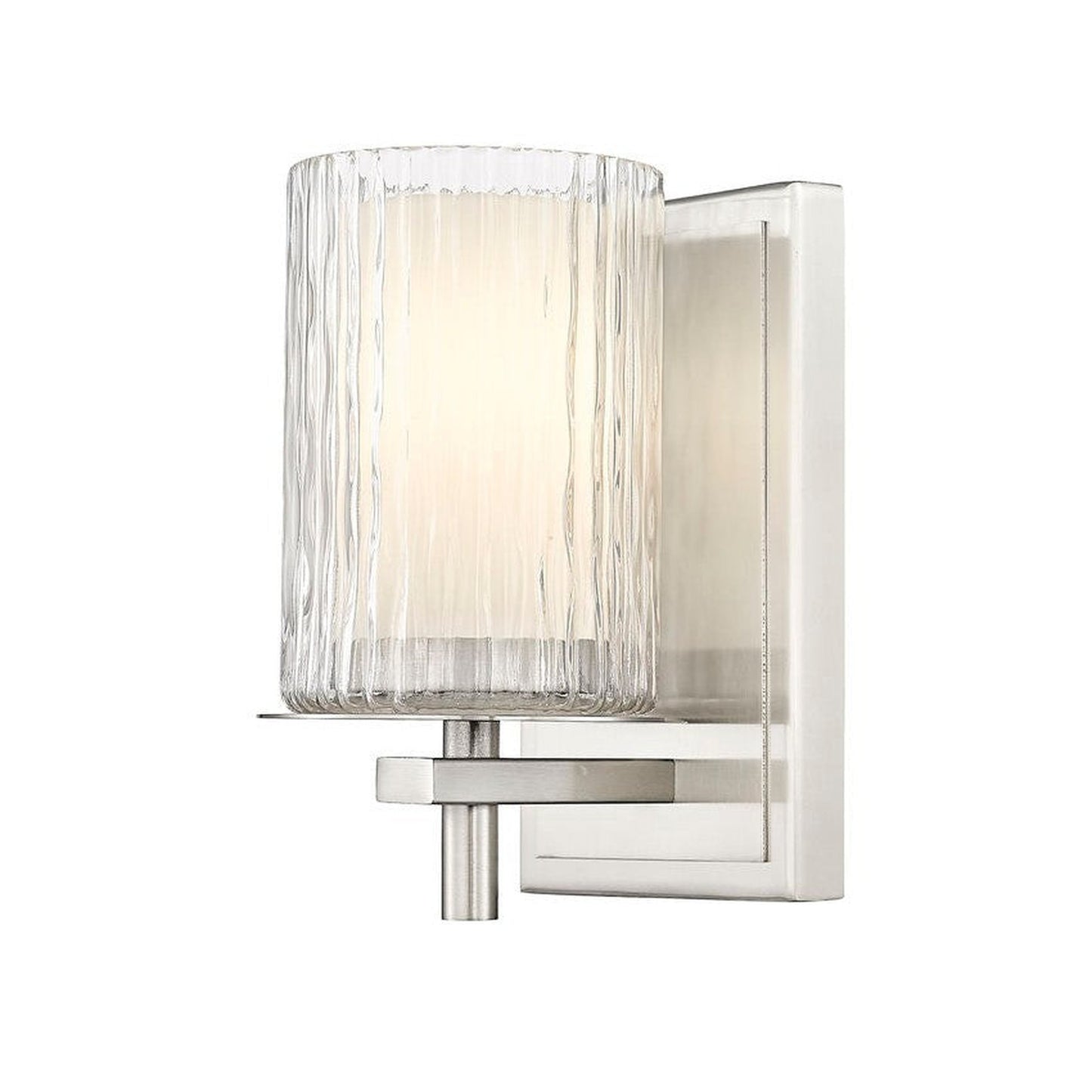 Z-Lite Grayson 5" 1-Light Brushed Nickel and Clear With Etched Opal Glass Shade Wall Sconce