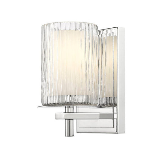 Z-Lite Grayson 5" 1-Light Chrome and Clear With Etched Opal Glass Shade Wall Sconce