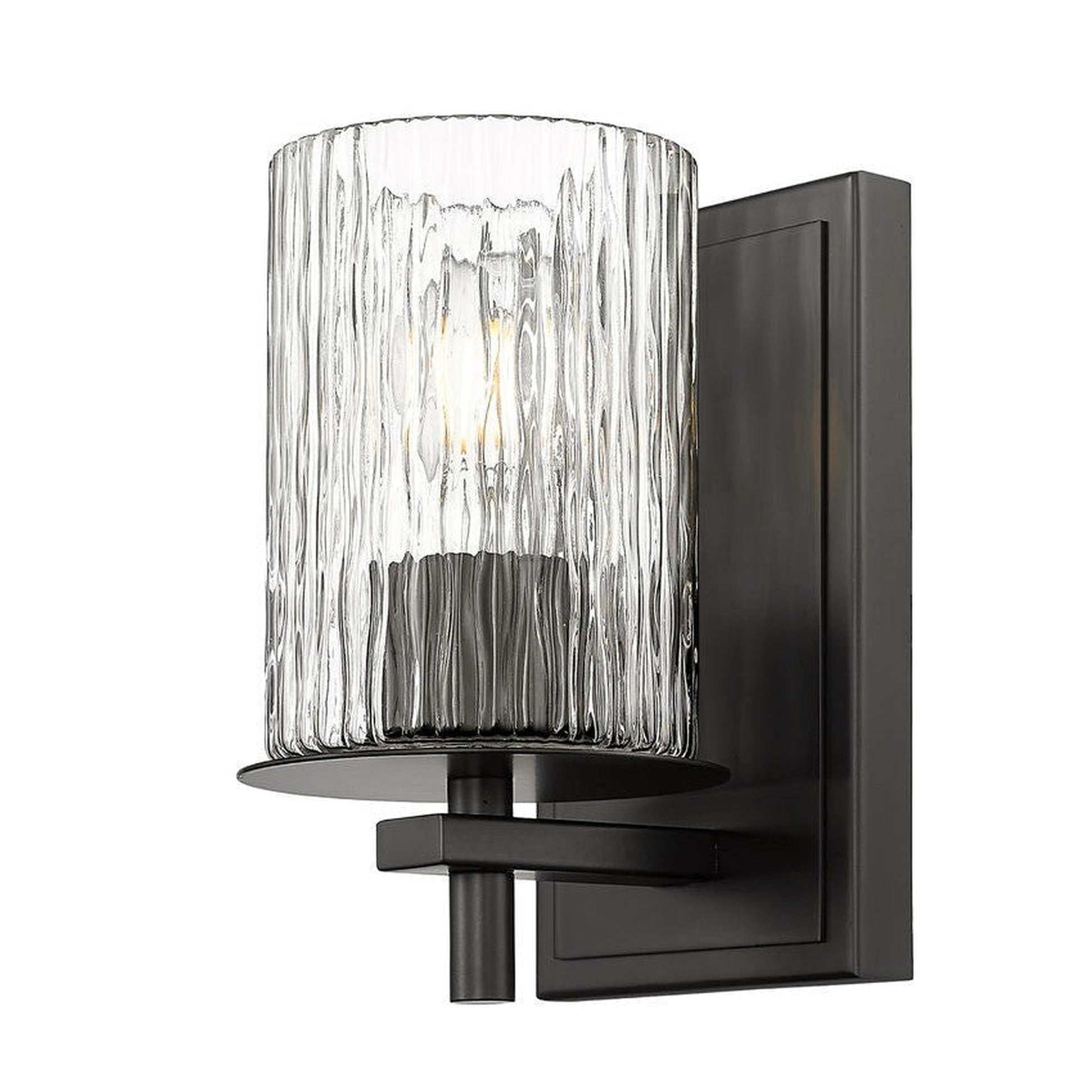 Z-Lite Grayson 5" 1-Light Matte Black and Clear With Etched Opal Glass Shade Wall Sconce