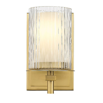 Z-Lite Grayson 5" 1-Light Modern Gold and Clear With Etched Opal Glass Shade Wall Sconce