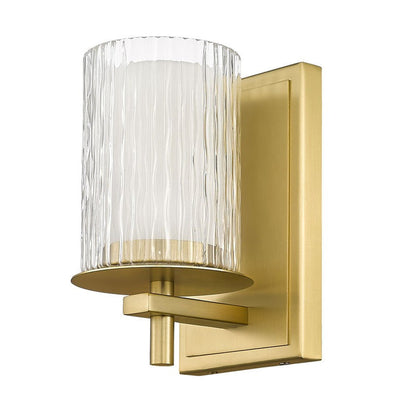 Z-Lite Grayson 5" 1-Light Modern Gold and Clear With Etched Opal Glass Shade Wall Sconce