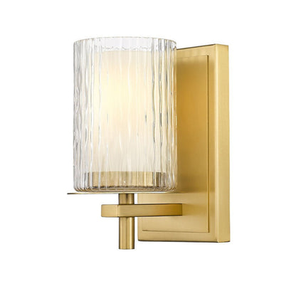 Z-Lite Grayson 5" 1-Light Modern Gold and Clear With Etched Opal Glass Shade Wall Sconce