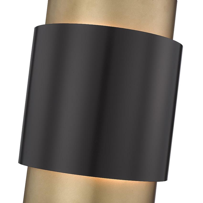 Z-Lite Harlech 2-Light Bronze and Rubbed Brass Steel Wall Sconce