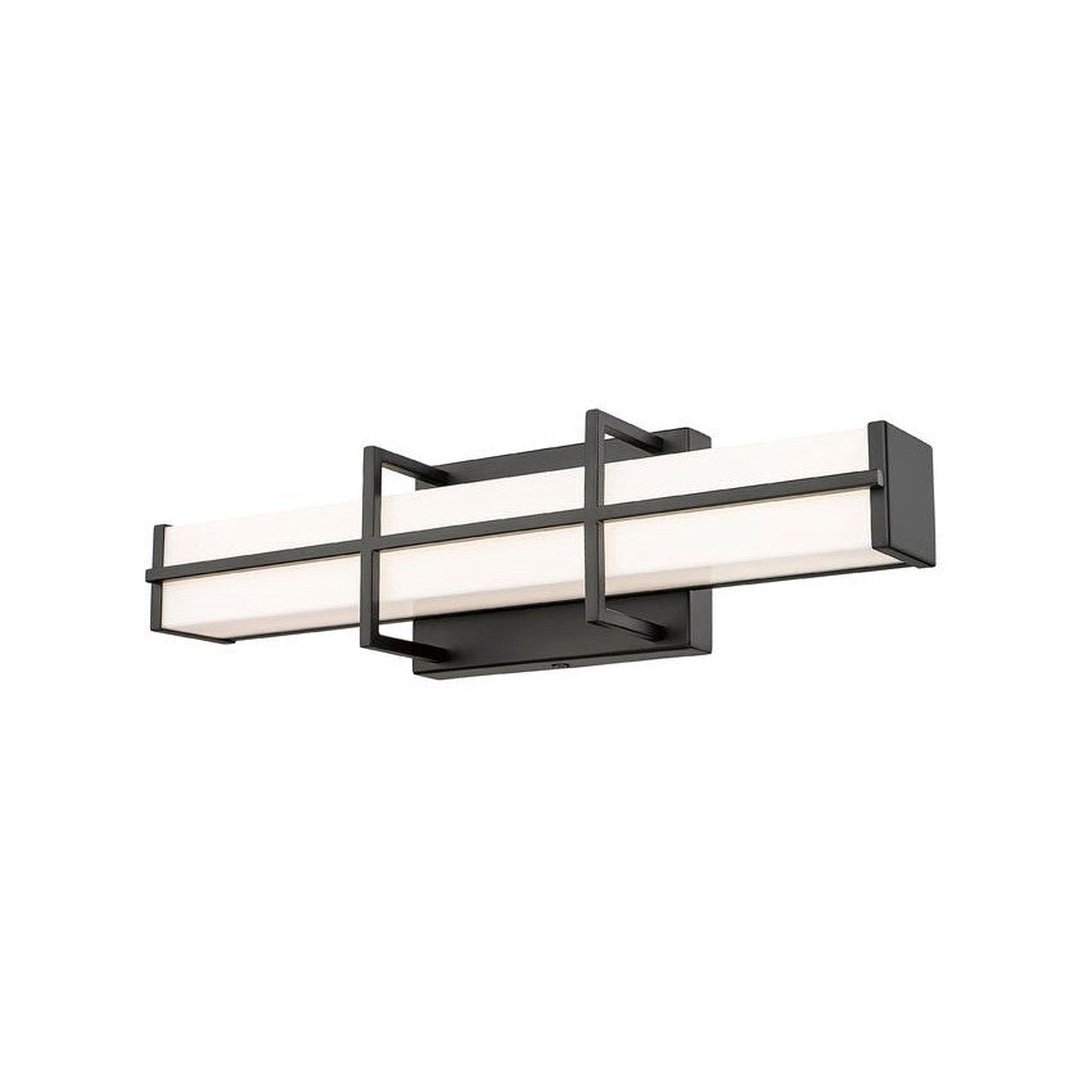 Z-Lite Harrison 18" 1-Light LED Matte Black and Frosted Shade Vanity Light