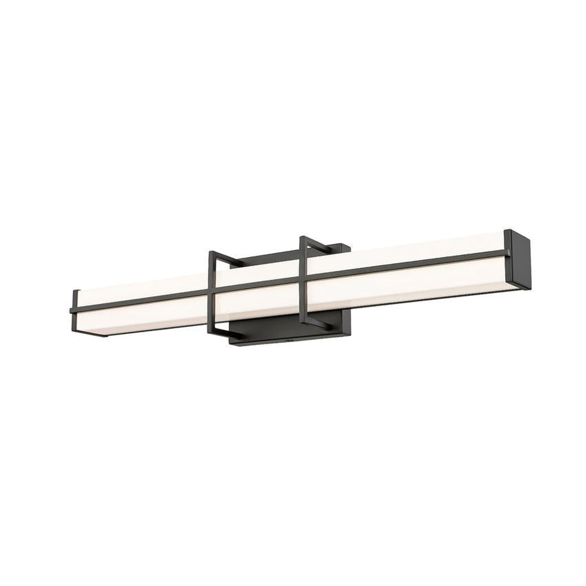 Z-Lite Harrison 25" 1-Light LED Matte Black and Frosted Shade Vanity Light