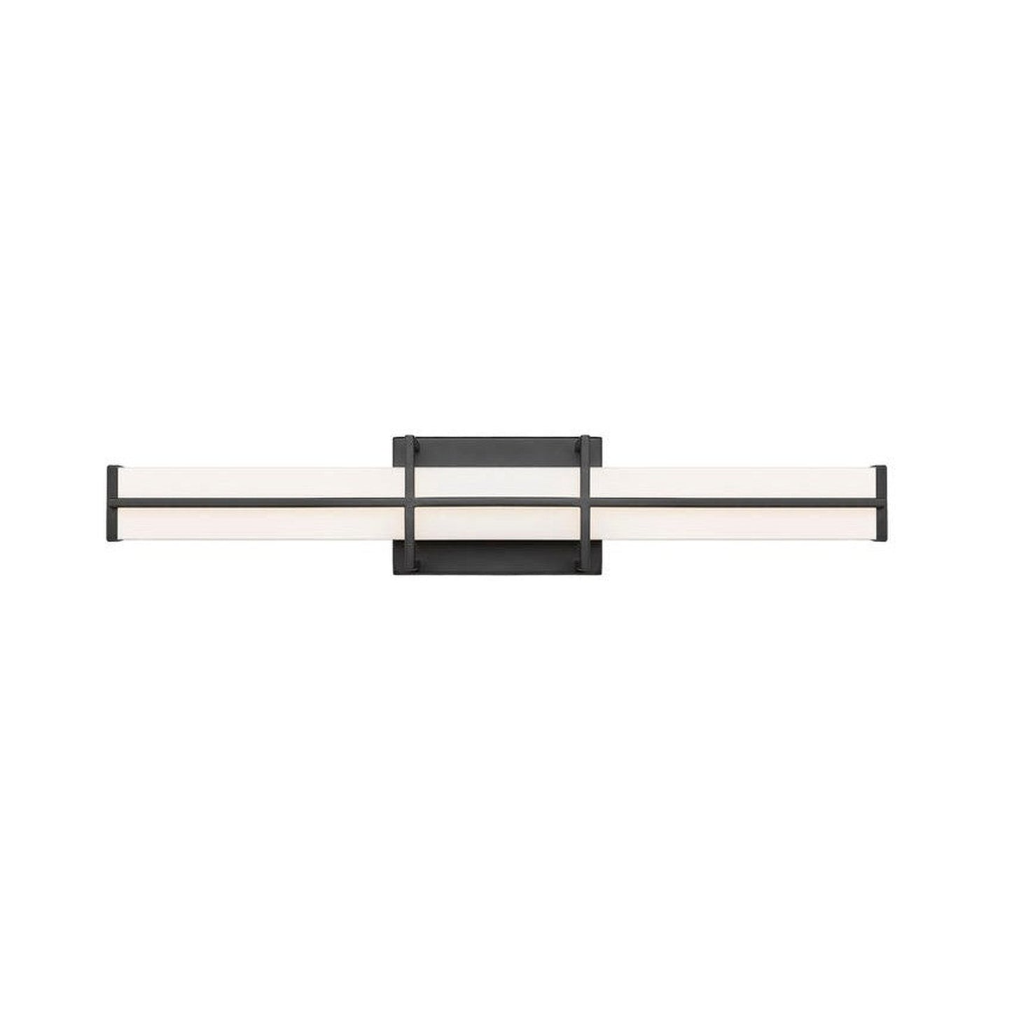 Z-Lite Harrison 25" 1-Light LED Matte Black and Frosted Shade Vanity Light