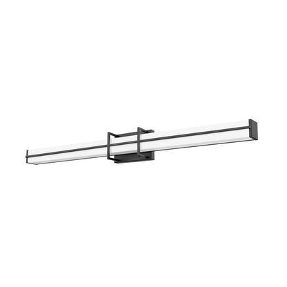 Z-Lite Harrison 40" 1-Light LED Matte Black and Frosted Shade Vanity Light