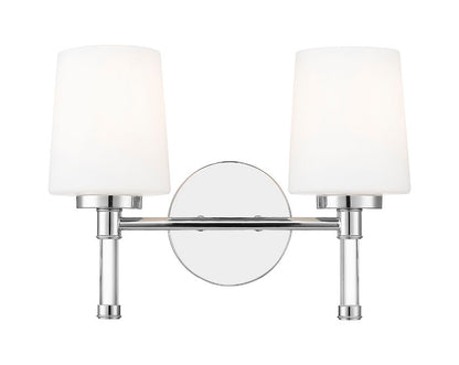 Z-Lite Henri 14" 2-Light Chrome Steel Frame White Opal Glass Shade Vanity Lighting