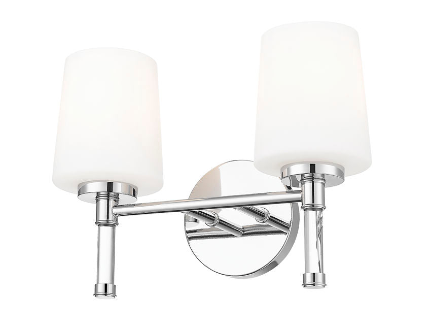 Z-Lite Henri 14" 2-Light Chrome Steel Frame White Opal Glass Shade Vanity Lighting