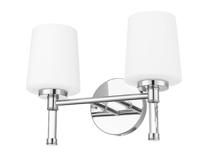 Z-Lite Henri 14" 2-Light Chrome Steel Frame White Opal Glass Shade Vanity Lighting