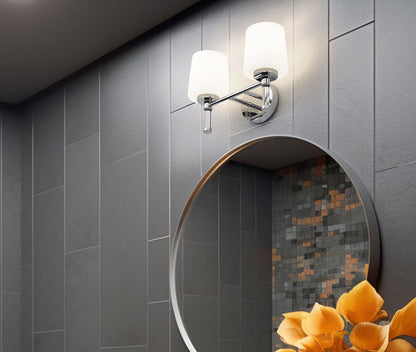 Z-Lite Henri 14" 2-Light Chrome Steel Frame White Opal Glass Shade Vanity Lighting