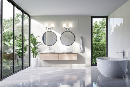 Z-Lite Henri 14" 2-Light Chrome Steel Frame White Opal Glass Shade Vanity Lighting