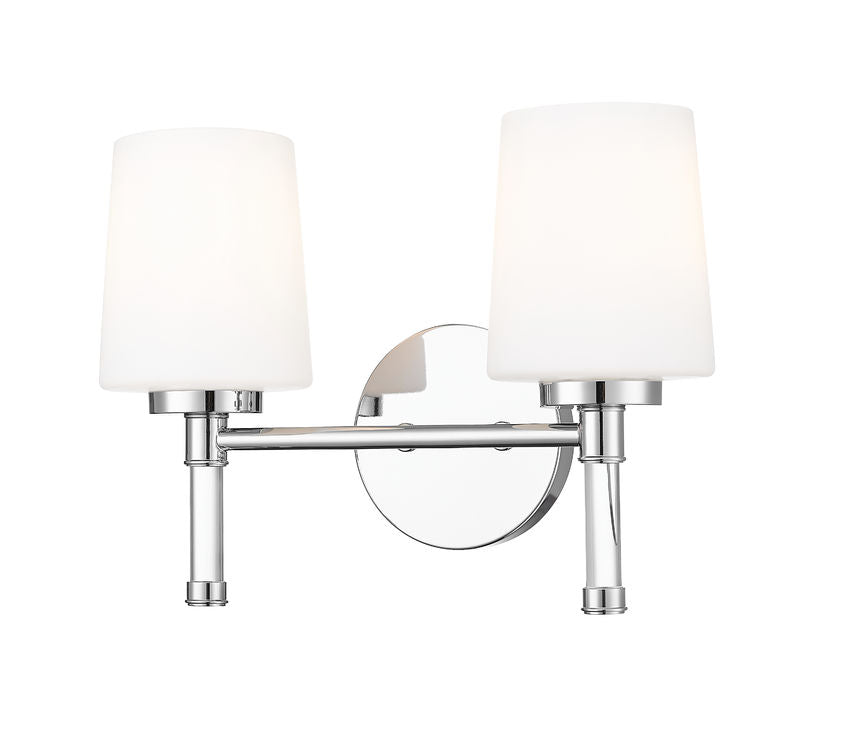Z-Lite Henri 14" 2-Light Chrome Steel Frame White Opal Glass Shade Vanity Lighting
