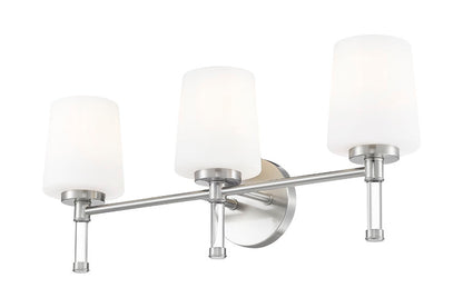 Z-Lite Henri 24" 3-Light Brushed Nickel Steel Frame White Opal Glass Shade Vanity Lighting