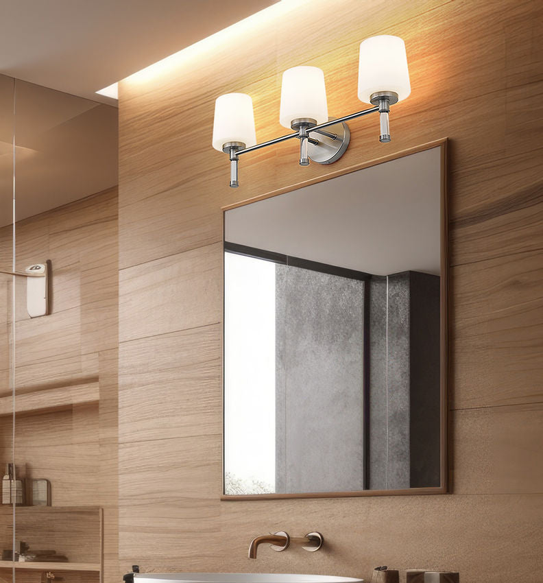 Z-Lite Henri 24" 3-Light Brushed Nickel Steel Frame White Opal Glass Shade Vanity Lighting