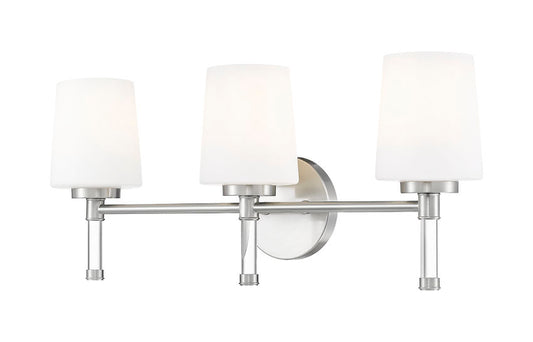Z-Lite Henri 24" 3-Light Brushed Nickel Steel Frame White Opal Glass Shade Vanity Lighting