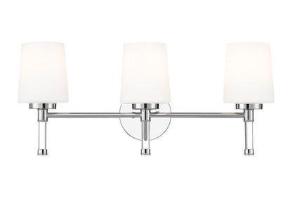 Z-Lite Henri 24" 3-Light Chrome Steel Frame White Opal Glass Shade Vanity Lighting