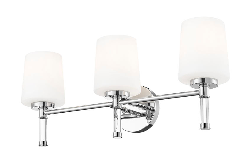 Z-Lite Henri 24" 3-Light Chrome Steel Frame White Opal Glass Shade Vanity Lighting