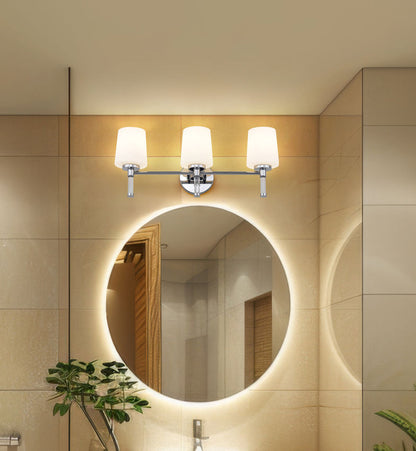 Z-Lite Henri 24" 3-Light Chrome Steel Frame White Opal Glass Shade Vanity Lighting