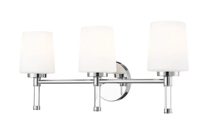 Z-Lite Henri 24" 3-Light Chrome Steel Frame White Opal Glass Shade Vanity Lighting