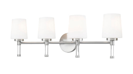Z-Lite Henri 32" 4-Light Brushed Nickel Steel Frame White Opal Glass Shade Vanity Lighting