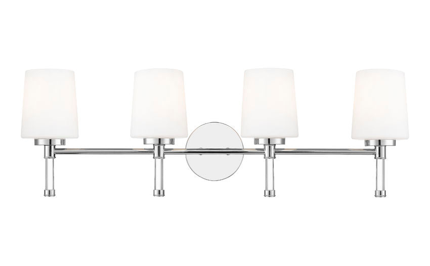 Z-Lite Henri 32" 4-Light Chrome Steel Frame White Opal Glass Shade Vanity Lighting