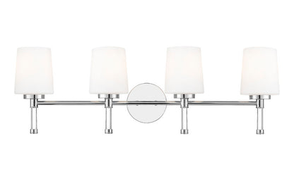 Z-Lite Henri 32" 4-Light Chrome Steel Frame White Opal Glass Shade Vanity Lighting
