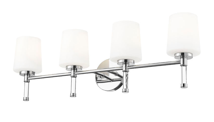 Z-Lite Henri 32" 4-Light Chrome Steel Frame White Opal Glass Shade Vanity Lighting
