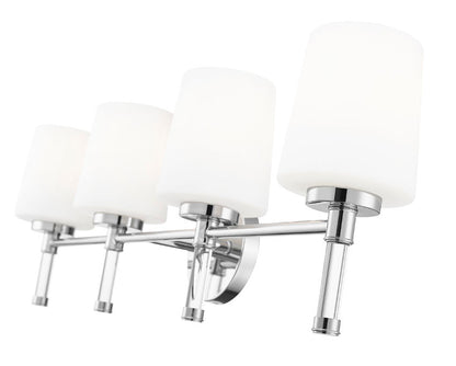 Z-Lite Henri 32" 4-Light Chrome Steel Frame White Opal Glass Shade Vanity Lighting