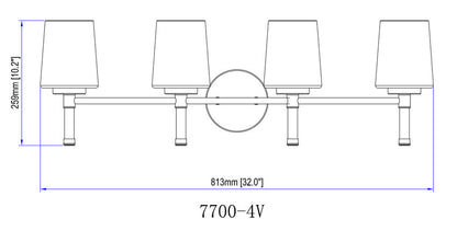 Z-Lite Henri 32" 4-Light Chrome Steel Frame White Opal Glass Shade Vanity Lighting