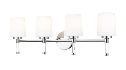 Z-Lite Henri 32" 4-Light Chrome Steel Frame White Opal Glass Shade Vanity Lighting