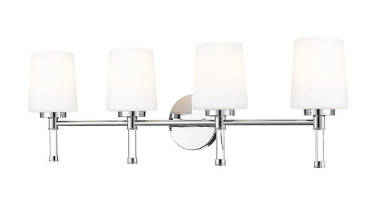 Z-Lite Henri 32" 4-Light Chrome Steel Frame White Opal Glass Shade Vanity Lighting