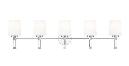 Z-Lite Henri 42" 5-Light Chrome Steel Frame White Opal Glass Shade Vanity Lighting