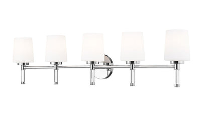 Z-Lite Henri 42" 5-Light Chrome Steel Frame White Opal Glass Shade Vanity Lighting