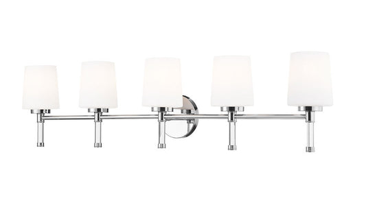 Z-Lite Henri 42" 5-Light Chrome Steel Frame White Opal Glass Shade Vanity Lighting