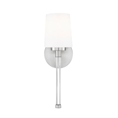 Z-Lite Henri 5" 1-Light Brushed Nickel Steel Frame White Opal Glass Shade Wall Sconce