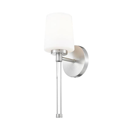 Z-Lite Henri 5" 1-Light Brushed Nickel Steel Frame White Opal Glass Shade Wall Sconce