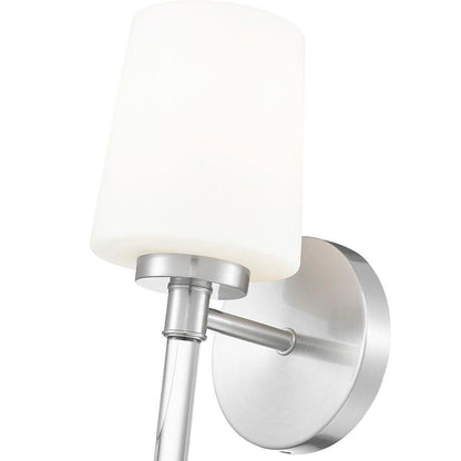 Z-Lite Henri 5" 1-Light Brushed Nickel Steel Frame White Opal Glass Shade Wall Sconce
