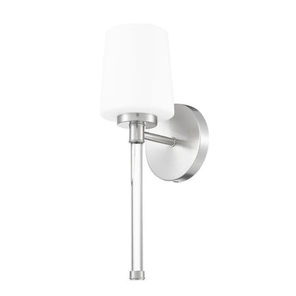 Z-Lite Henri 5" 1-Light Brushed Nickel Steel Frame White Opal Glass Shade Wall Sconce