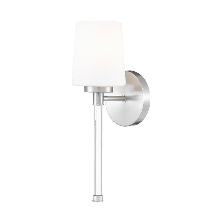 Z-Lite Henri 5" 1-Light Brushed Nickel Steel Frame White Opal Glass Shade Wall Sconce