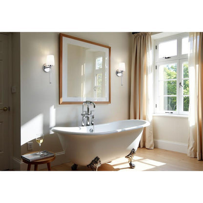 Z-Lite Henri 5" 1-Light Chrome Steel Frame White Opal Glass Shade Wall Sconce