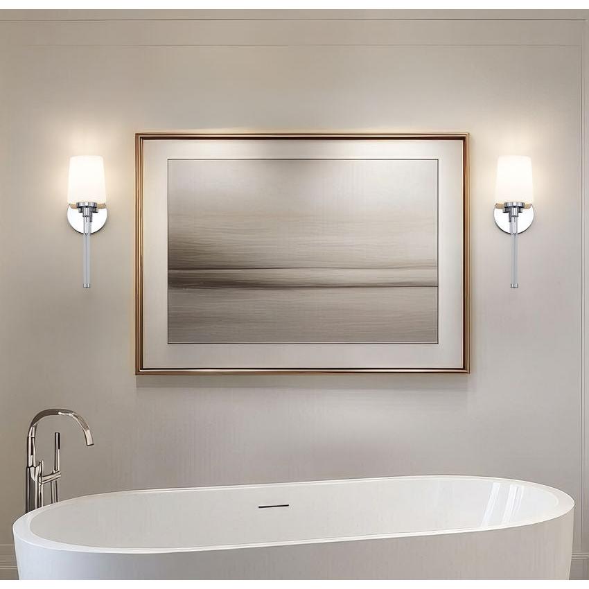 Z-Lite Henri 5" 1-Light Chrome Steel Frame White Opal Glass Shade Wall Sconce