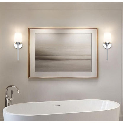 Z-Lite Henri 5" 1-Light Chrome Steel Frame White Opal Glass Shade Wall Sconce