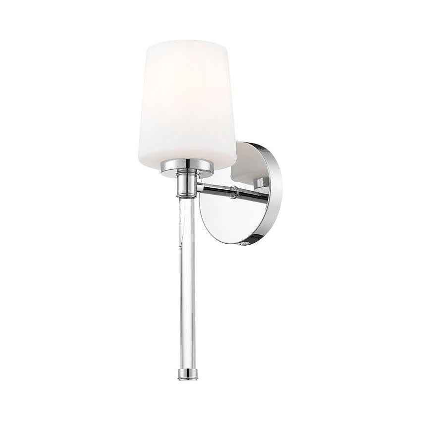 Z-Lite Henri 5" 1-Light Chrome Steel Frame White Opal Glass Shade Wall Sconce