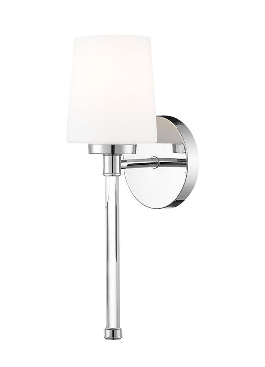 Z-Lite Henri 5" 1-Light Chrome Steel Frame White Opal Glass Shade Wall Sconce